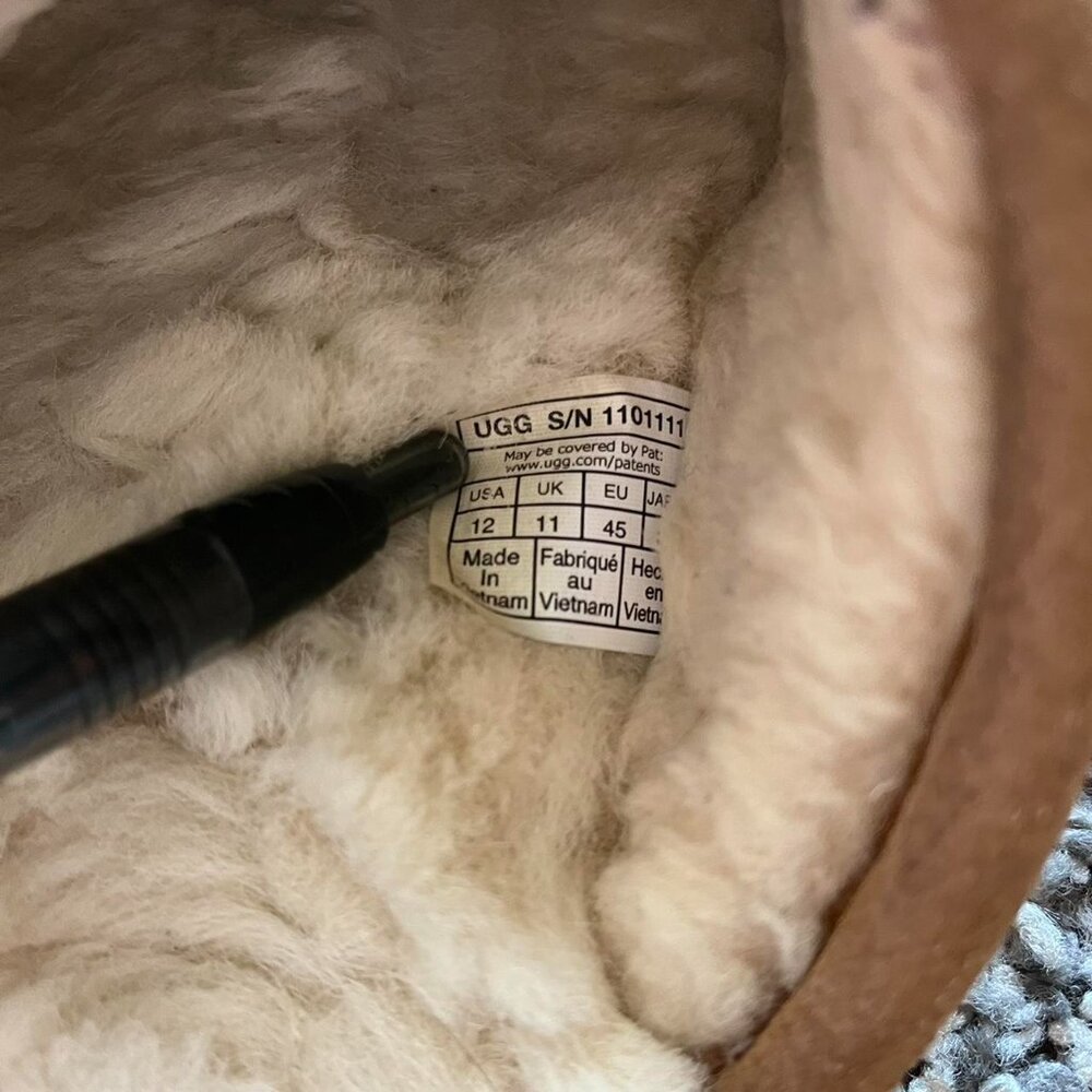 UGG Scuff Men 12 Suede Chestnut Slippers Sheepskin Slip-ons Normcore Preppy - Picture 5 of 7